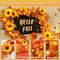 Garland for Mantle, Fall Garland with Lights Sunflower Maple Leaves Peony Marigold for Home Indoor Outdoor Decor